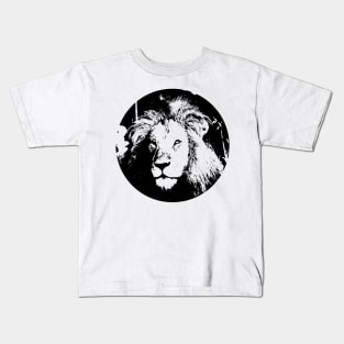 Monochrome Black White Lion Kids T-Shirt